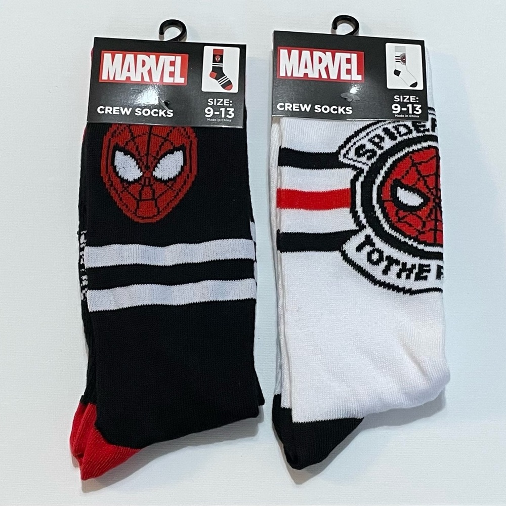 Marvel Spider Man Crew Socks Bundle (2 Pairs) | Size 9–13 | NWT